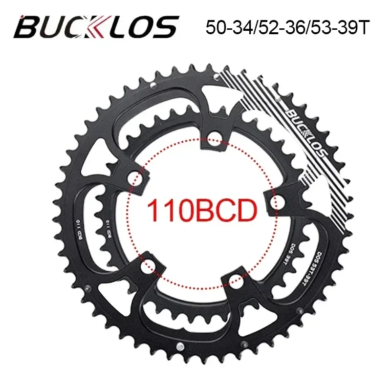 BUCKLOS 110 Bcd Chainring Double Speed Road Bike Chainring Ultralight 110BCD Crown 50/34T 52/36T 53/39T Road Bicycle Chainwheel