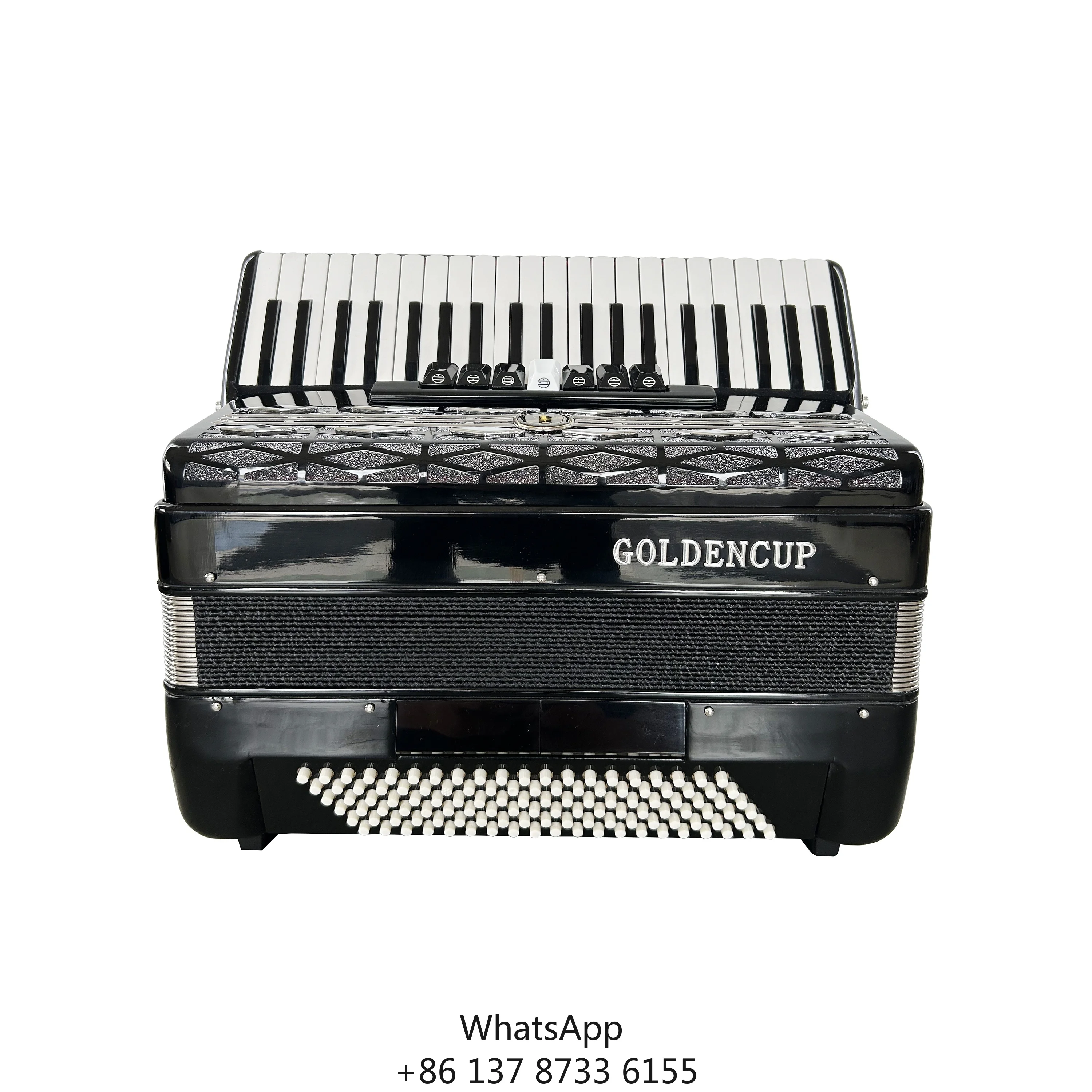 41-Key 120-Bass Chromatic Button Accordion 7+2 Registers Black Celluloid Wood Piano Keyboard Instrument Diatonic