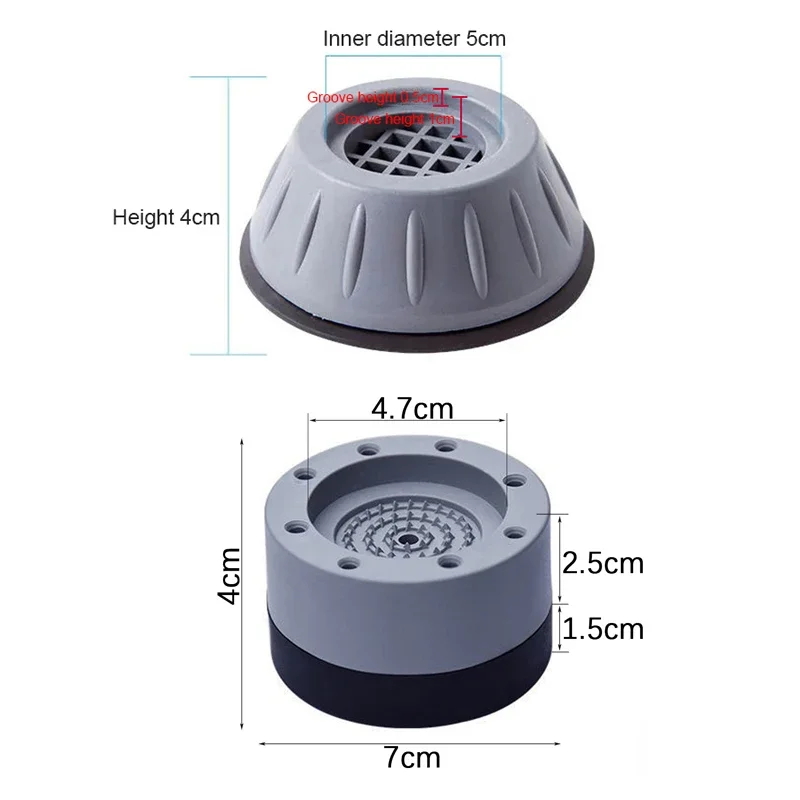 2/4Pcs Washing Machine Floor Mat, Shock Absorbing Pad, Anti-slip Anti-vibration Mat, Heightened Moisture-proof Base