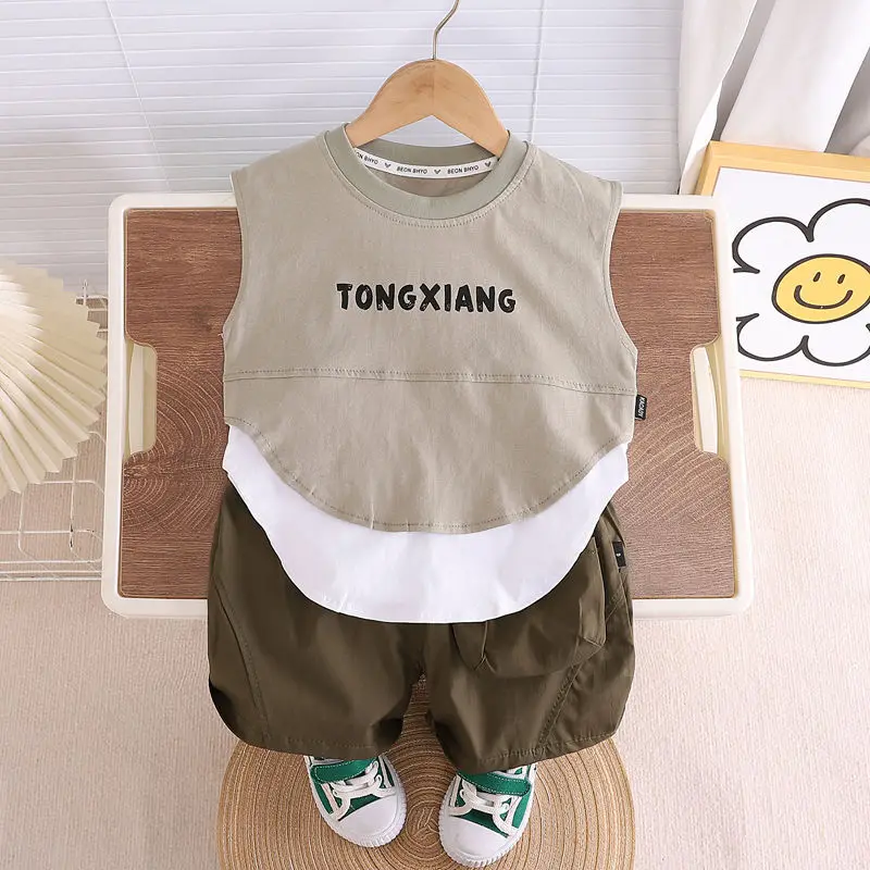 Estate bambini Outing Clothes bambini Boy Girl stampato Cartoon Vest Cartoon Shorts 2 pz/set Infant Kids Fashion Toddler tuta