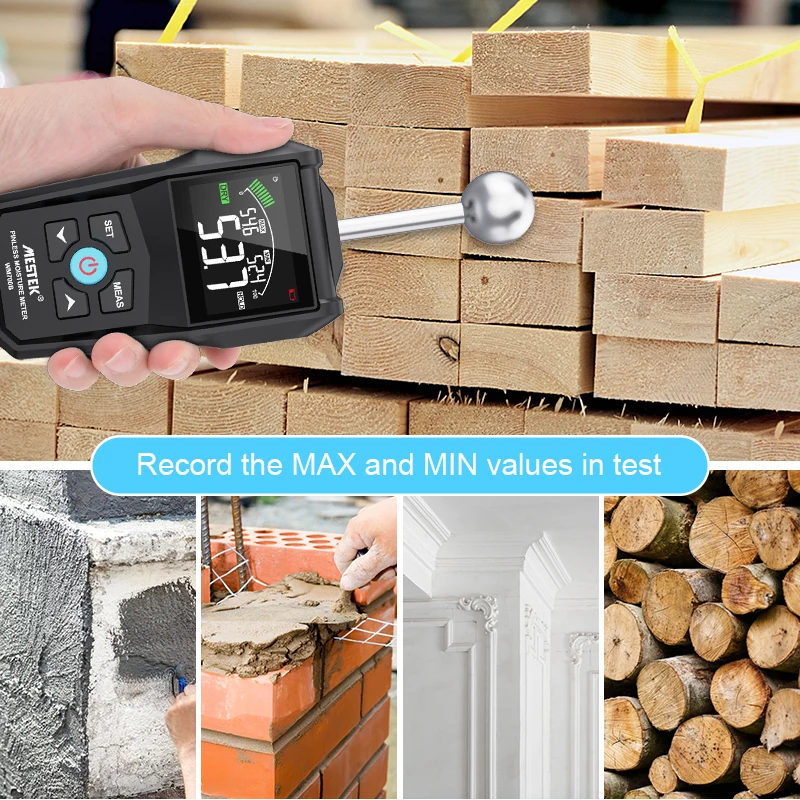 Digital Wood Moisture Meter Hygrometer Non-contact Timber Damp Detector Alarm Non-destructive Humidity Tester Moisture Detector