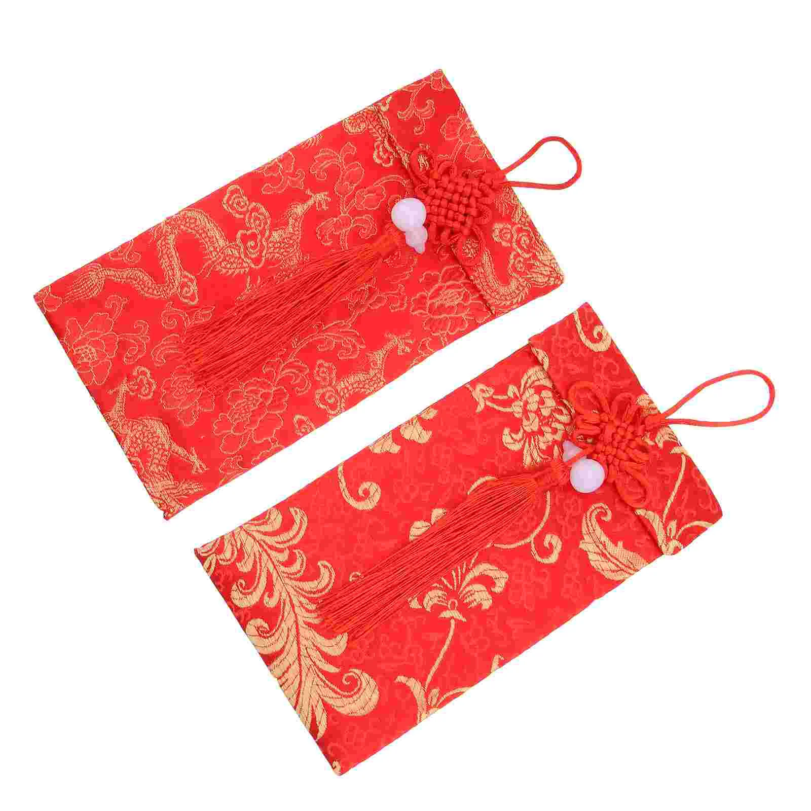 Enveloppes en brocart rouge pour le nouvel an, cadeau de festival, cadeaux de poche, paquet d'argent chic, mille yuans, 2 pièces