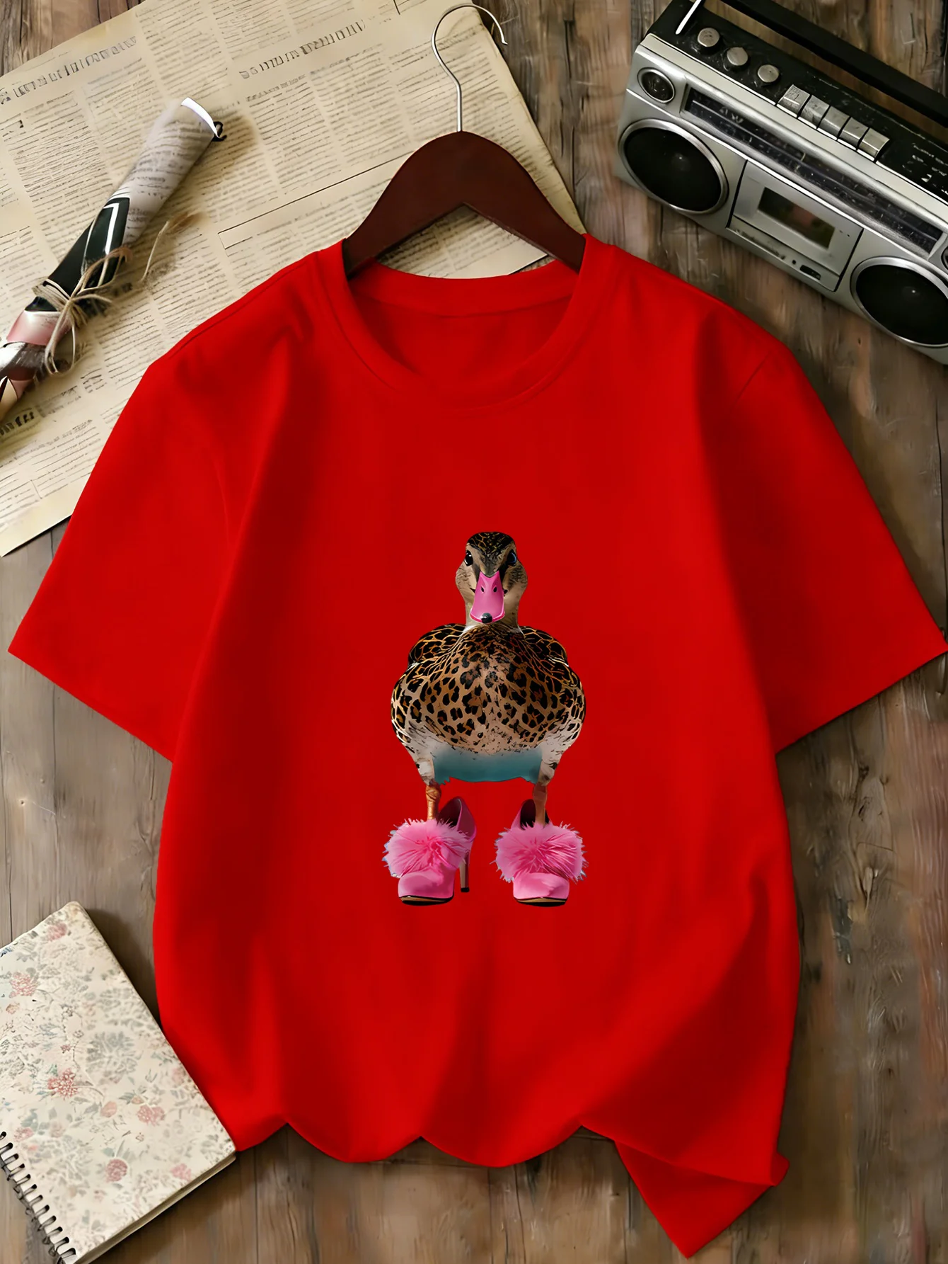 Unique Duck With Pink Heels Graphic T Shirt Family Matching Boys Girls Kids Short Sleeve Funny Animal Children Daily Tops