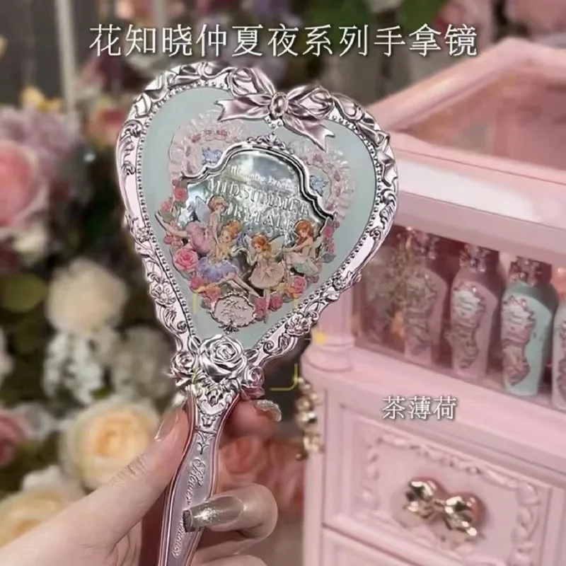 フラワーノーズ ハンドヘルドミラー ピンク グリーン 白