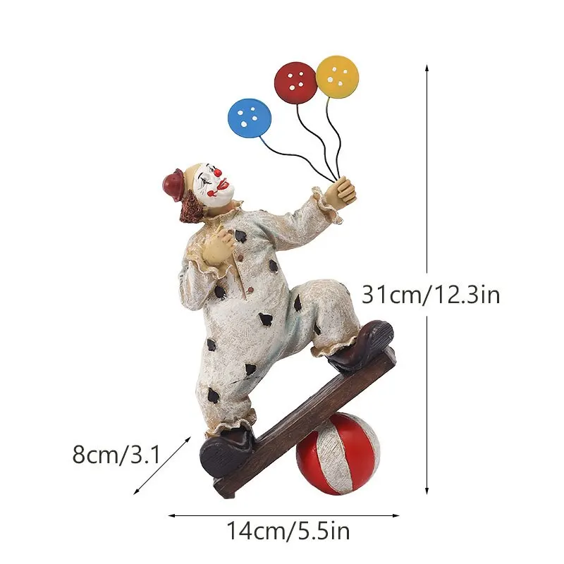 NORTHEUINS Esin Poker Clown Figurines Circus Magic Joker Doll Statue Living Room Desktop Decoration Children\'s Gifts Collections