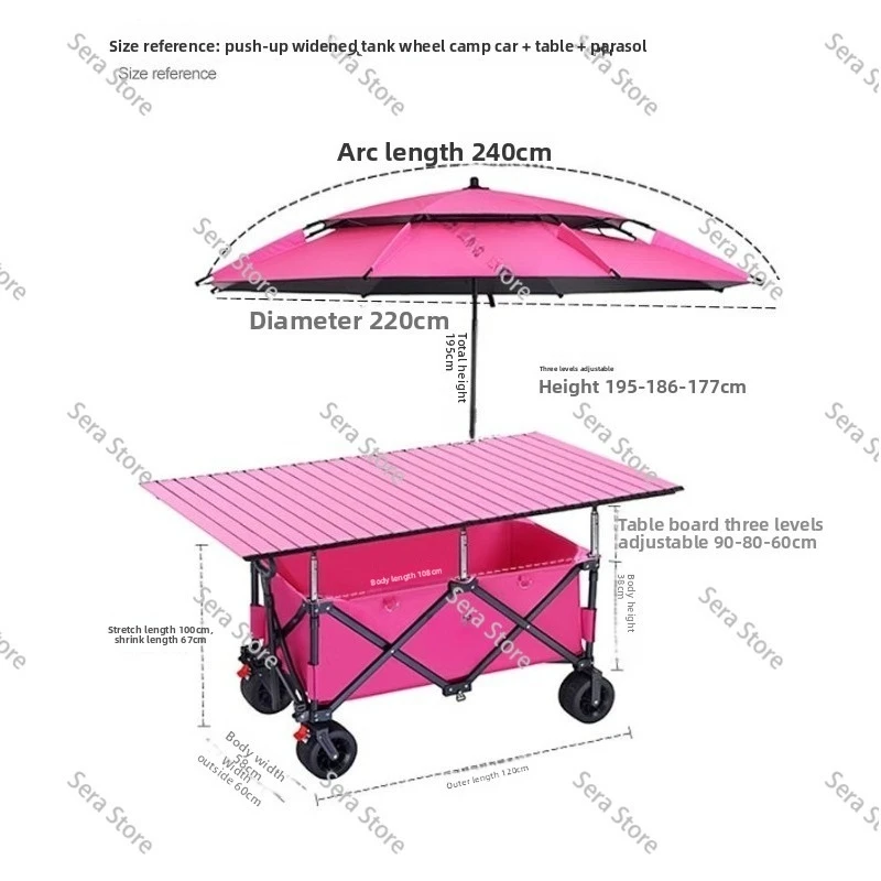 Large Table Stall Lift Foldable Rainproof Awning Trolley
