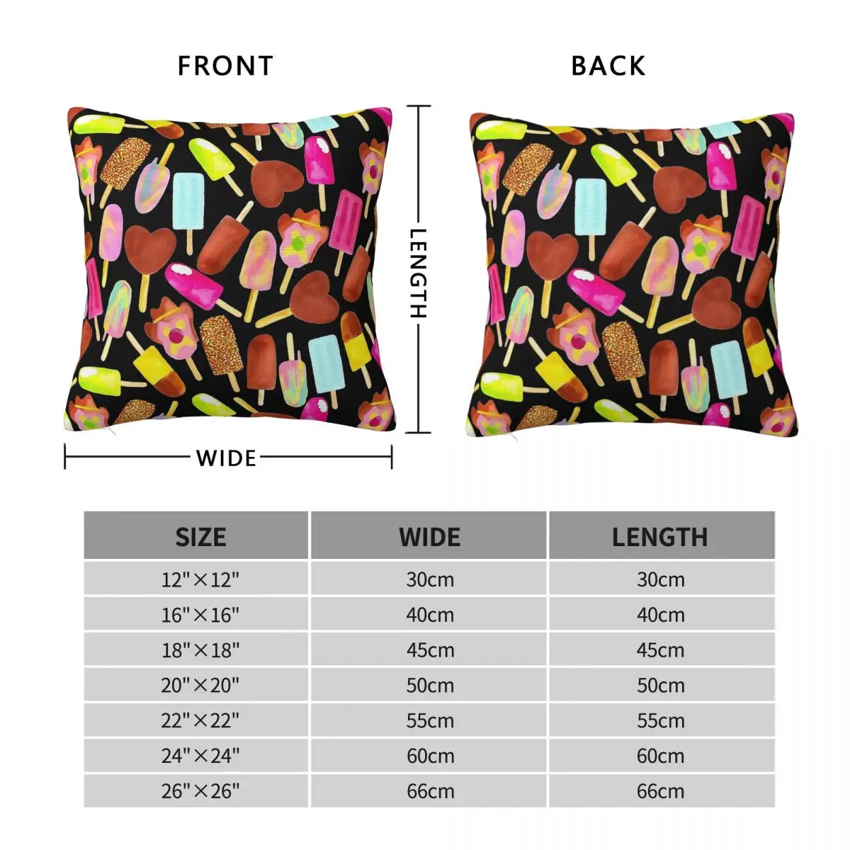 Aussie Ice Creams Scatter Square Pillowcase Polyester Linen Velvet Printed Zip Decor Sofa Cushion Cover