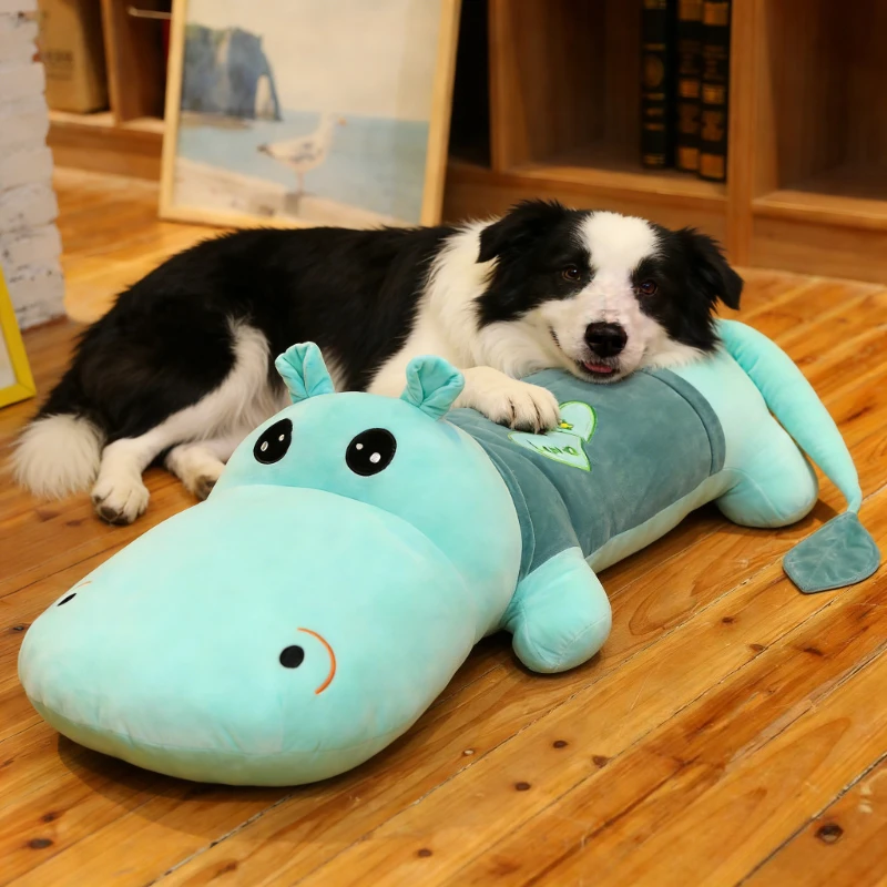 

60cm/23.62 Inches Long Hippo Shaped Stuffed Animal In Lake Blue | Perfect Gift for Pets | Interactive & Chew-Resistant | Therape