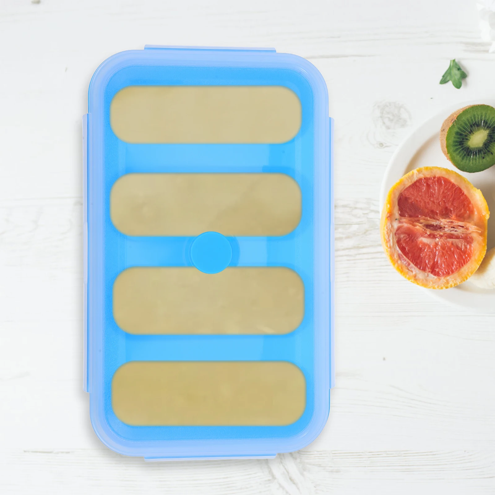 

Silicone 3 Cells Yellow Ice Molds For Whiskey Ice Cube Trays Freezer Safe Sealed Lid Mold for Whiskey Cocktail Storage