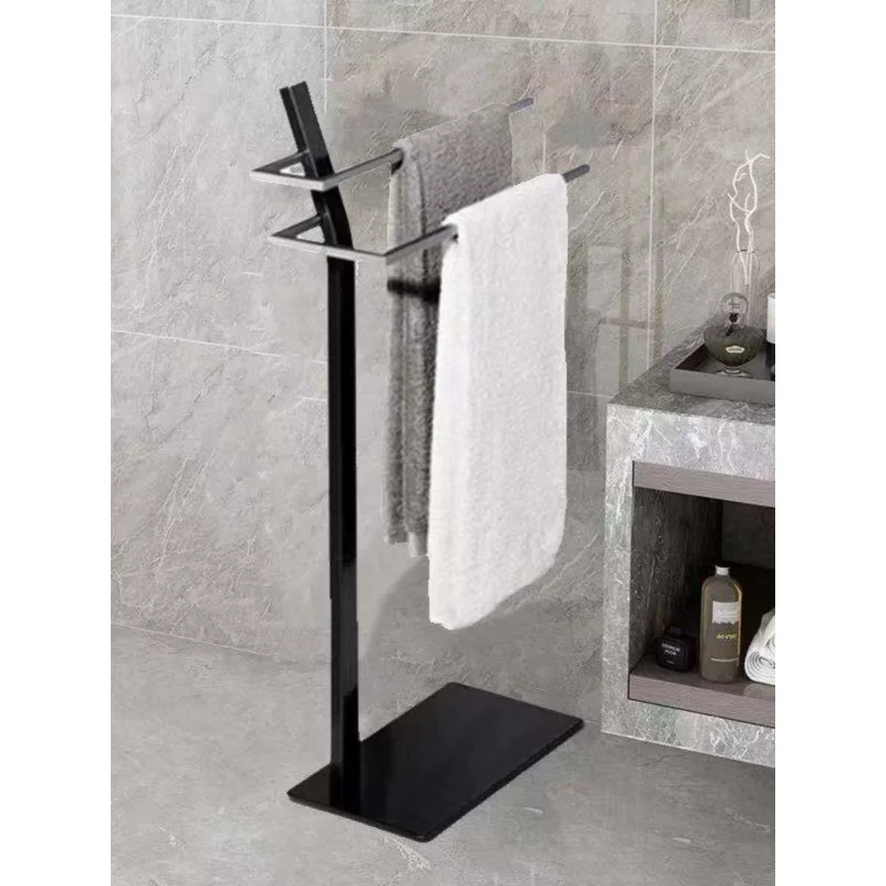 

Light luxury floor-towel rack, no punching, bathroom storage shelf, toilet towel hanger, removable towel rail