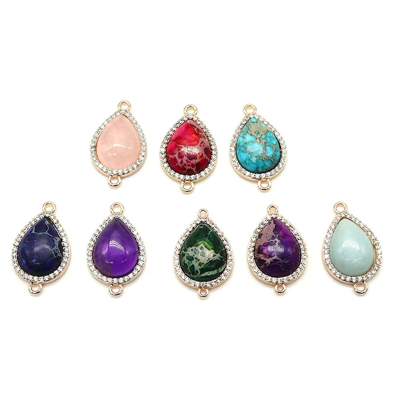 

5pcs/lot Jewelry AccessorDIY Natural Stone Water Drop Shaped Pendant Charms For Necklace