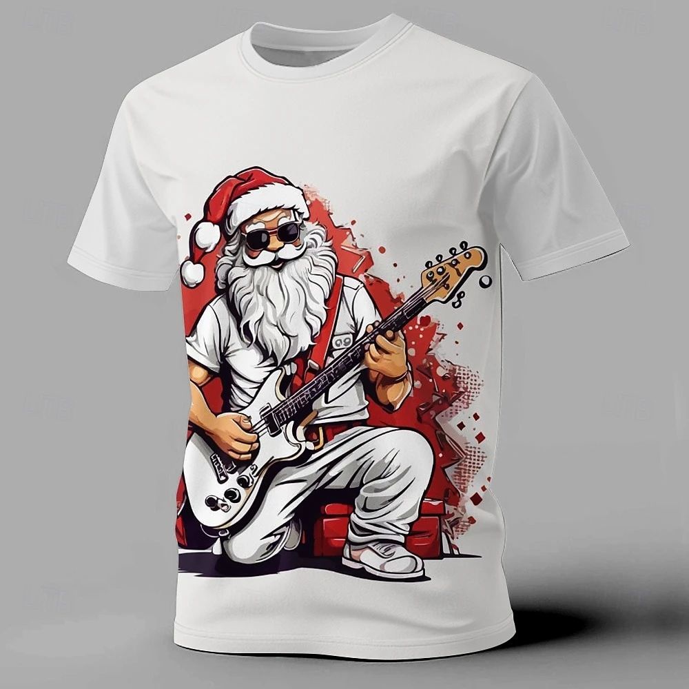 Christmas Men's T-Shirt Santa Claus 3d Print T-Shirt Funny Short Sleeve Tops Micro Elastic Breath Oversized T-Shirt Men Clothing