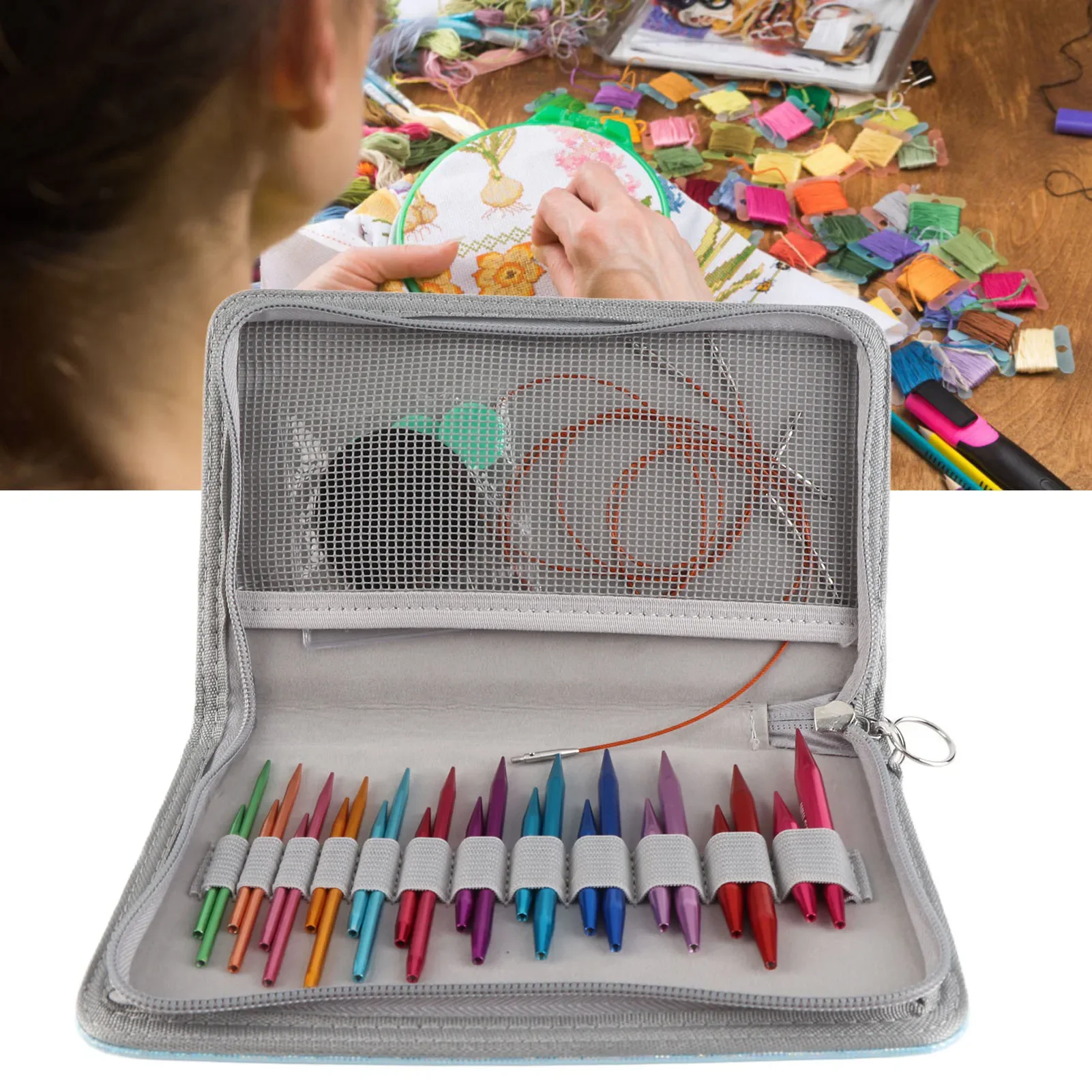 

Набор круглых спиц от 3 до 8 мм, сменный набор круглых спиц разных цветов с сумкой для хранения для рукоделия