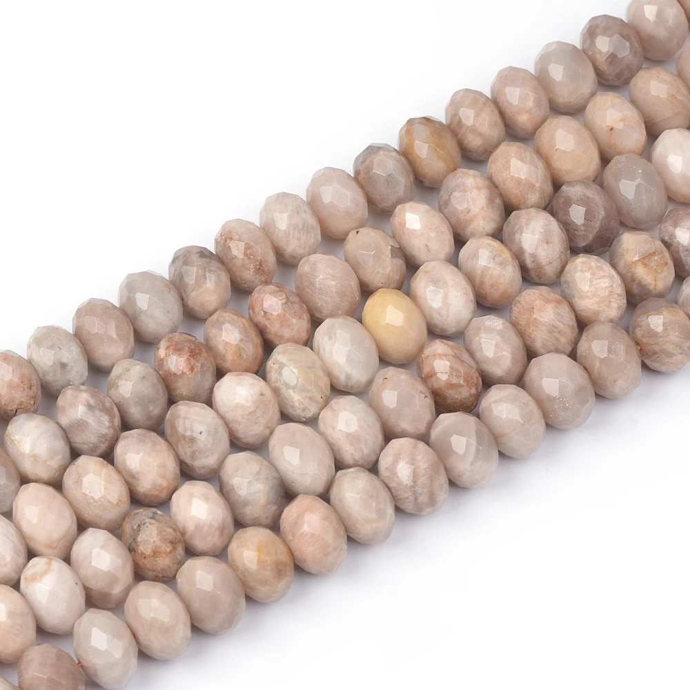 Natural Sunstone Faceted Stone Loose r Beads for Jewelry Making DIY  Faceted Rondelle Handmade Bracelet Accessories