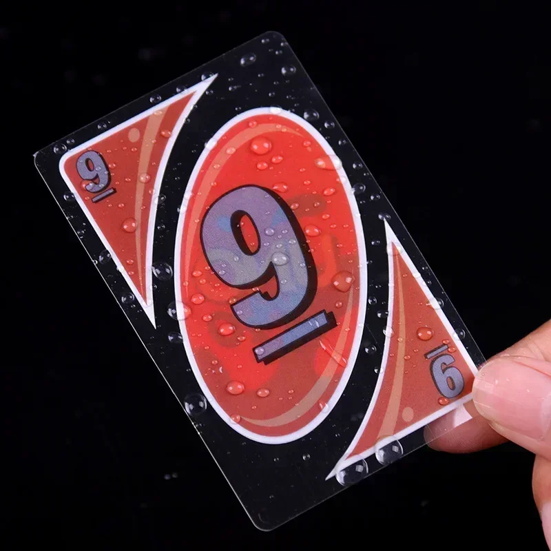 UNO H2O Card Game WaterProof Pressure Proof PVC Plastic Transparent Kids Toys Playing Cards Halloween Birthday Gifts