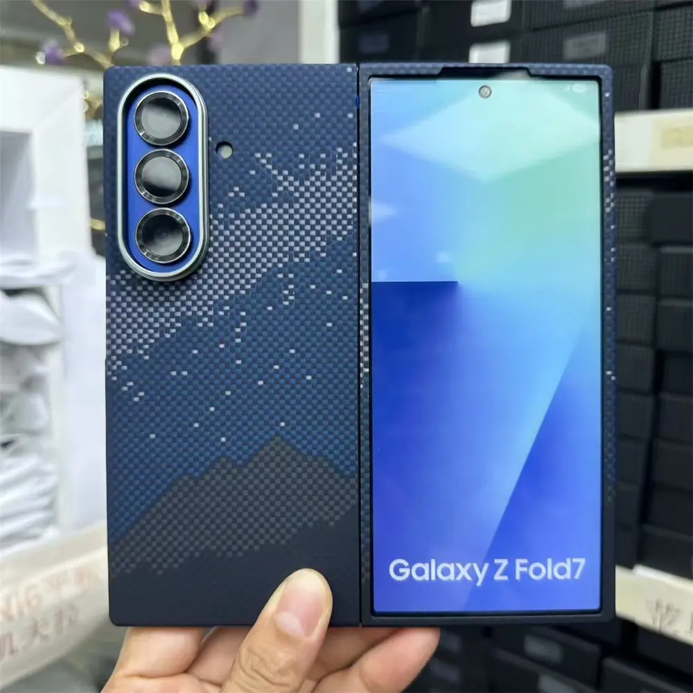 

Magnetic Real Aramid Carbon Fiber Case For Samsung Galaxy Z Fold7 Matte Armor Cover