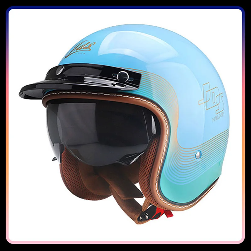 Men Women Jet Helmets DOT Approved ABS Material Vintage Low Profile Open Half Racing Helm Retro 3/4 Open Face Motorcycle Helmets