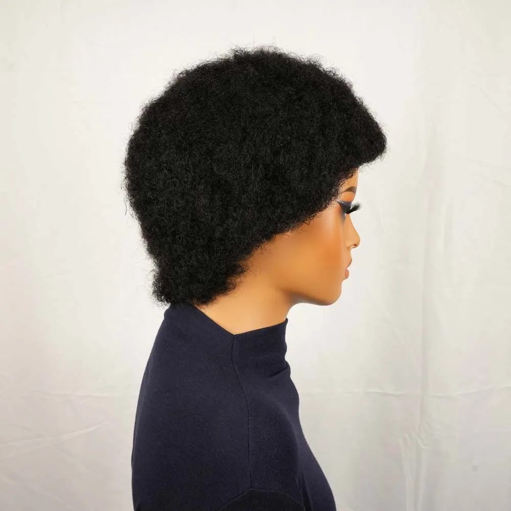 Parrucche per capelli umani corti con taglio pixie riccio afro crespo per le donne Sostituzione dei capelli soffici completamente fatta a macchina dall'aspetto naturale