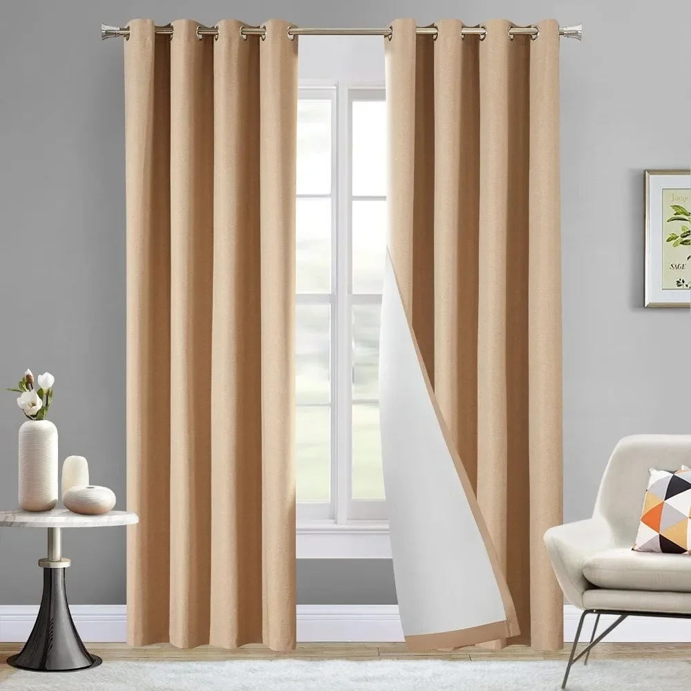 

Flesh Blackout Curtains 102 inches Long 2 Panels Set Thermal Insulated Curtains for Living Room Noise Reduce 52" W x 102" L inch