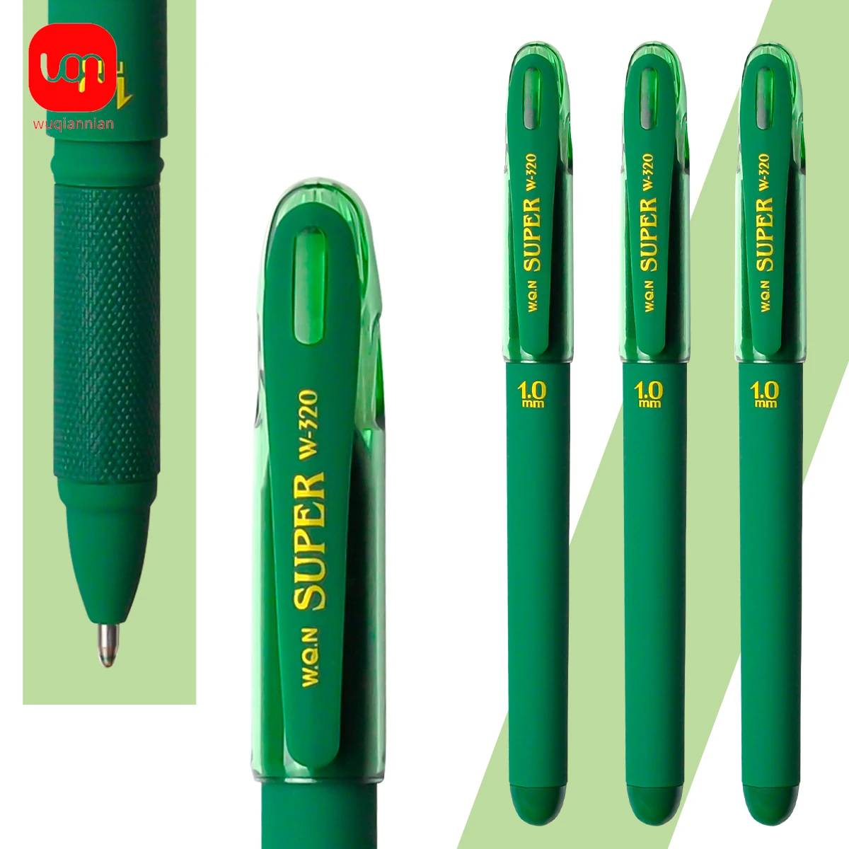 3/6pcs Green Ink Gel Pens,, 1.0mm,for Writing, Large Capacity Refill, Office Supplies Back To Sochool