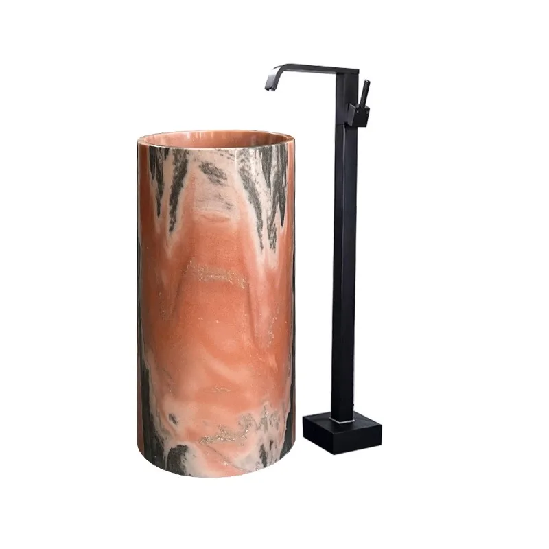 

Column basin Tobacco powder marble wash basin Integrated bathroom Hotel balcony Green pillar basin