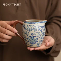 Chinese Ru Kiln Ceramic Fair Cup Tea Strainer Handmade Flowers Teacup Tea Water Separation Household Travel Tea Set Accessorie