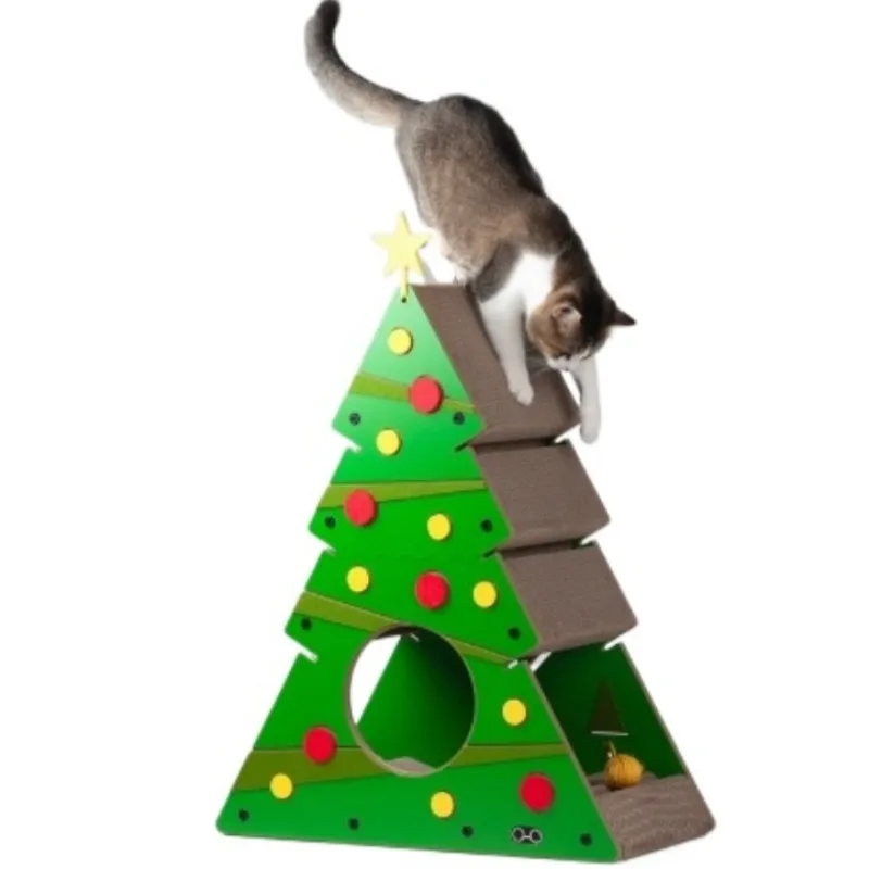 Petree Cat Scratcher Post Christmas Cat Scratching Board Home Furniture Cat Tree Toys Pet Sisal Climbing Frame Corrugated Paper