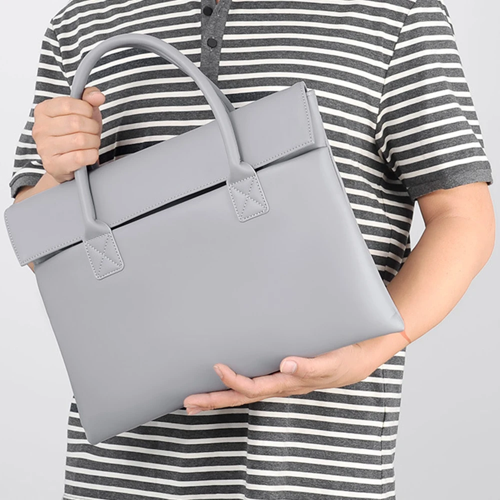 Large Capacity Custom Initials Laptop Bag PU Leather Business Office Student Briefcase Fashion Simple Notebook Computer Handbag
