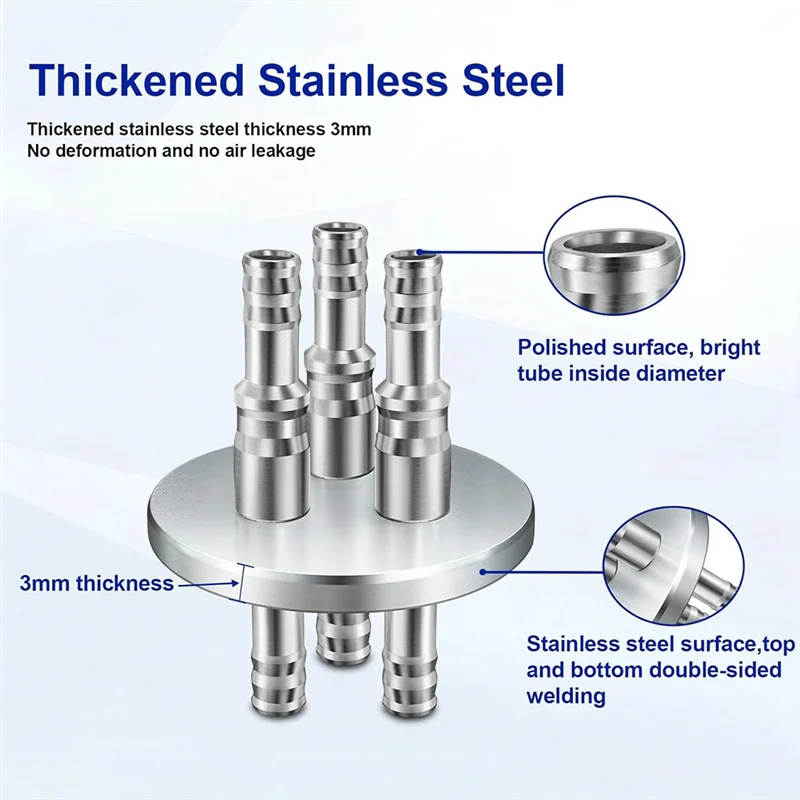 GL45 304 Stainless Steel Safety Bottle Cap For Laboratory Use- Medium Size, Autoclavable 1-Port Design 2-Port