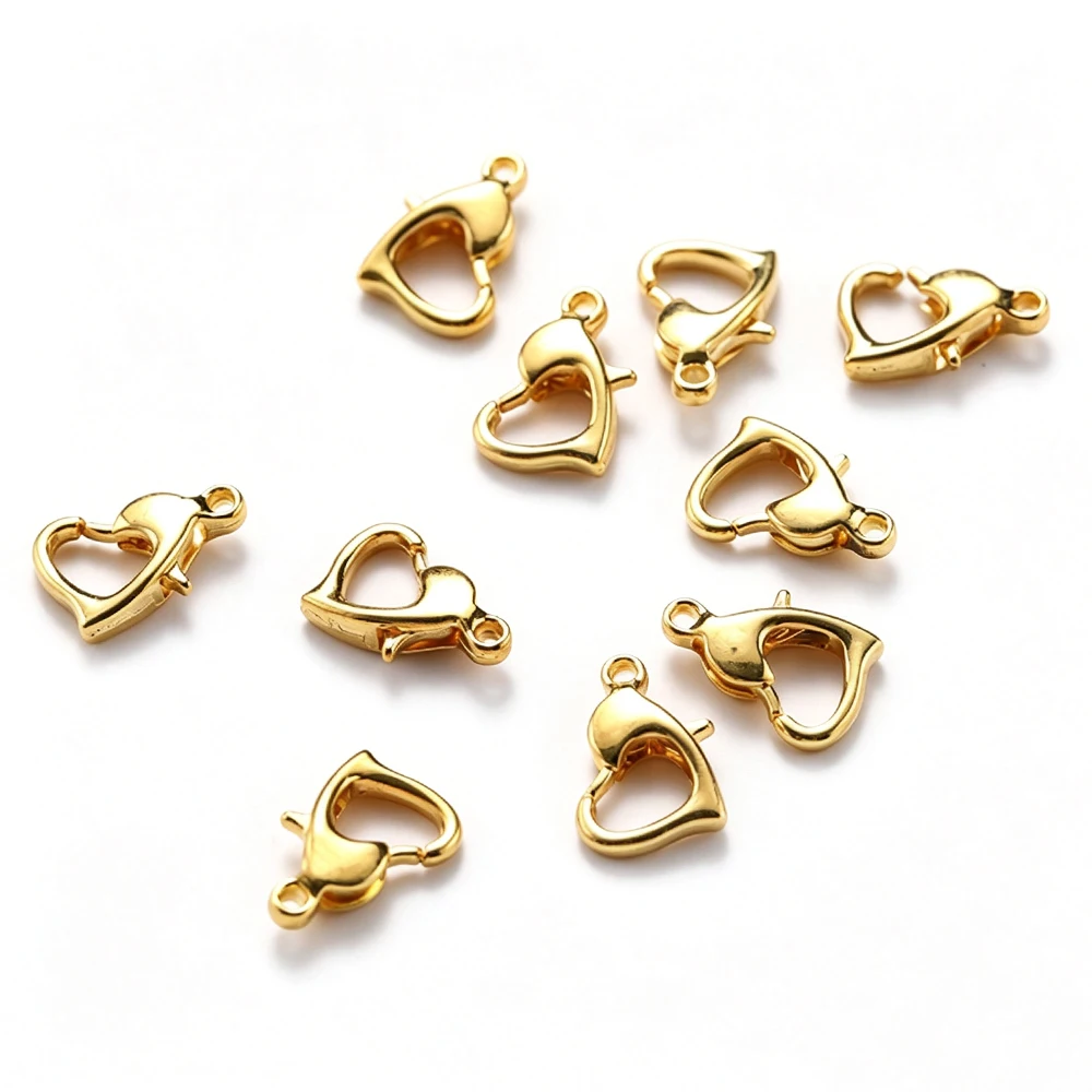 12MM 20PCS Gold Peach Heart Lobster Buckle Bracelet Connection Buckle Alloy Buckle DIY Handmade Jewelry Luggage Making Accessori