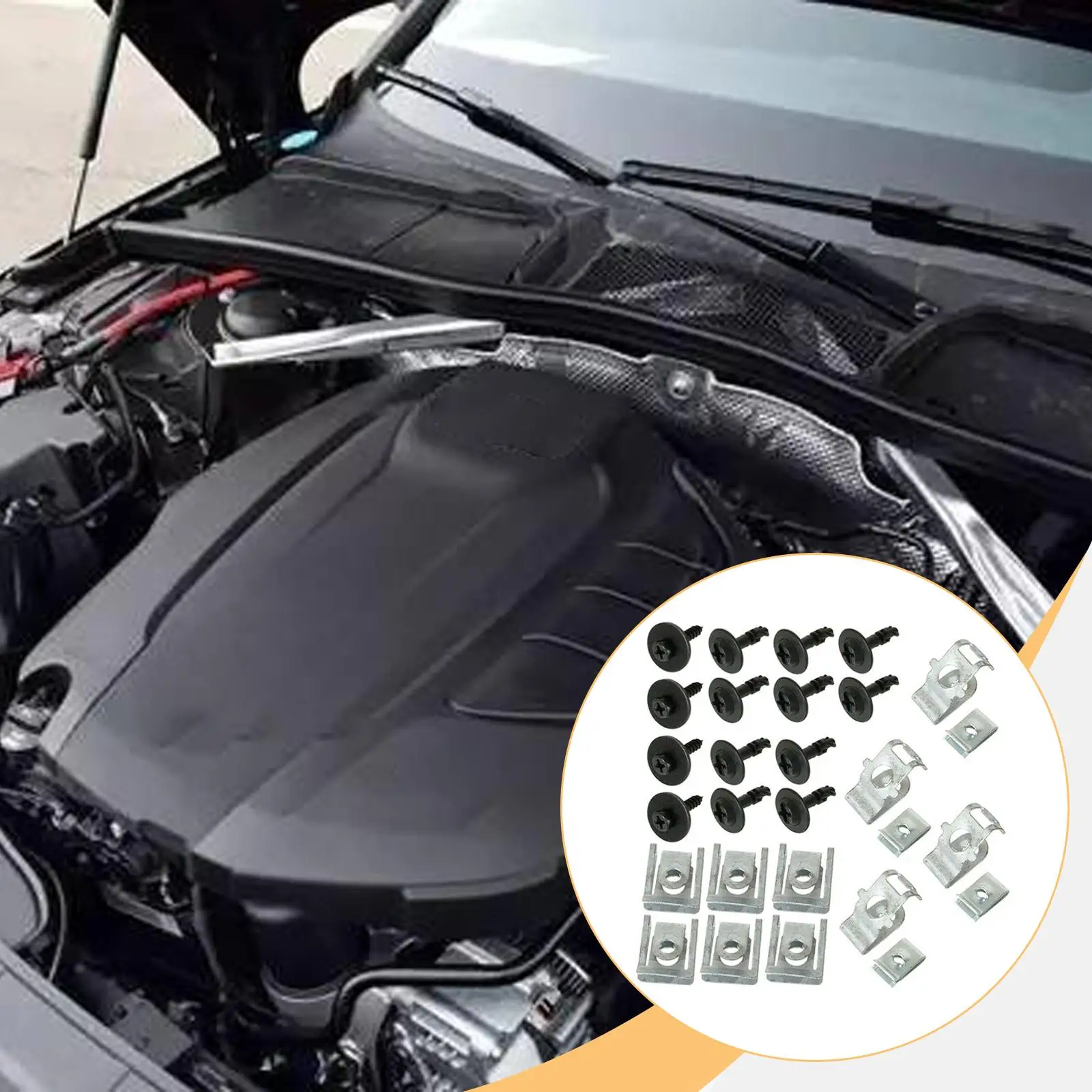 28 piezas de Clips de fijación de la bandeja inferior del motor, Kit de tornillos, piezas de repuesto de durabilidad, accesorio profesional Premium, reemplazo para Audi A5