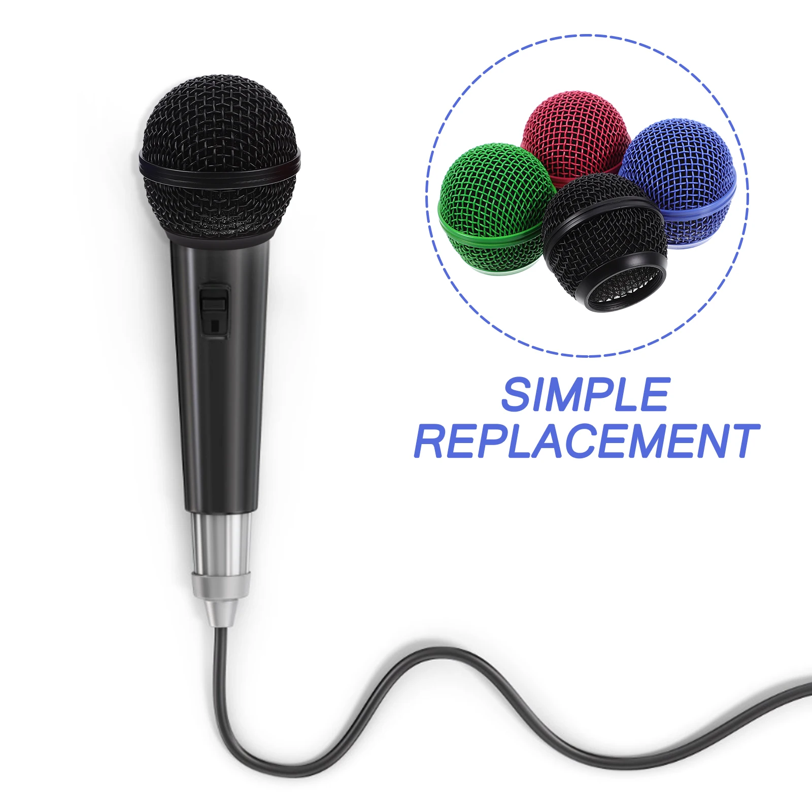 

4Pcs Colorful Microphone Grill Mesh Replacement Metal Mic Cover Durable Noise Reduction Wireless Mic Accessories
