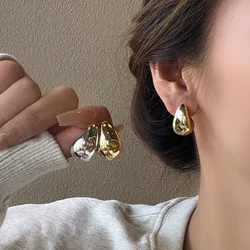 Vintage Chunky Dome Drop Earrings for Women Gold Plated Alloy Thick Teardrop Earring Valentine's Wedding Jewelry Accessories