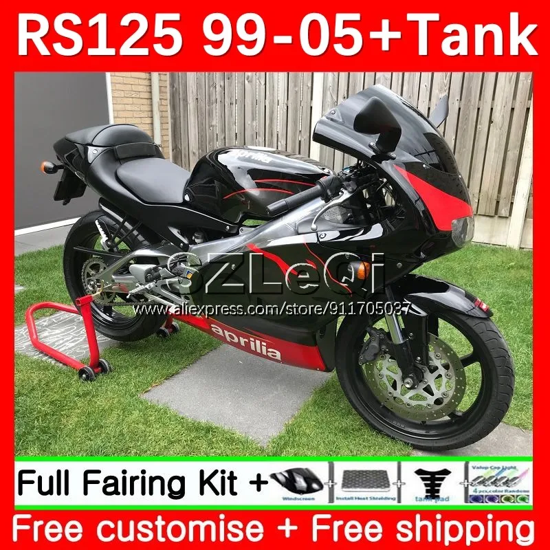 RS125R For Aprilia RS 125 R RR RS4 Black red RS125 99 00 01 02 03 04 05 7No.143 RS-125 1999 2000 2001 2002 2003 2005 Fairings