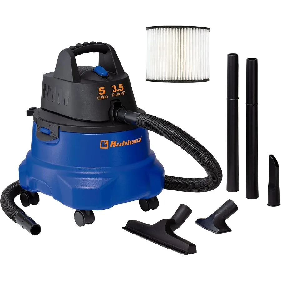 

Portable Wet-Dry Vacuum Cleaner 5-Gallon Tank 3.5 Peak HP Motor Portable Vacuum Cleaner and Blower Tackles Dry and Wet Messes A