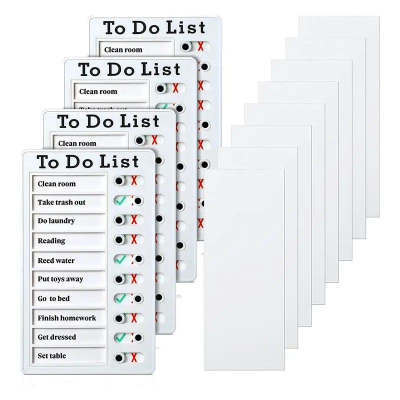 AS60-8 Pcs To Do List Memo Board Removable Message Board Plastic RV Checklist Personal Schedule Board With 8 Cards