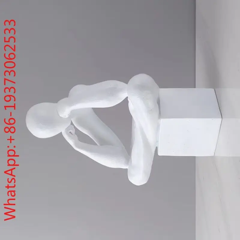Simple Abstract Black and White Figure Meditation Thinker Sculpture Model Room Study Living Room Entrance Creative Art Ornament