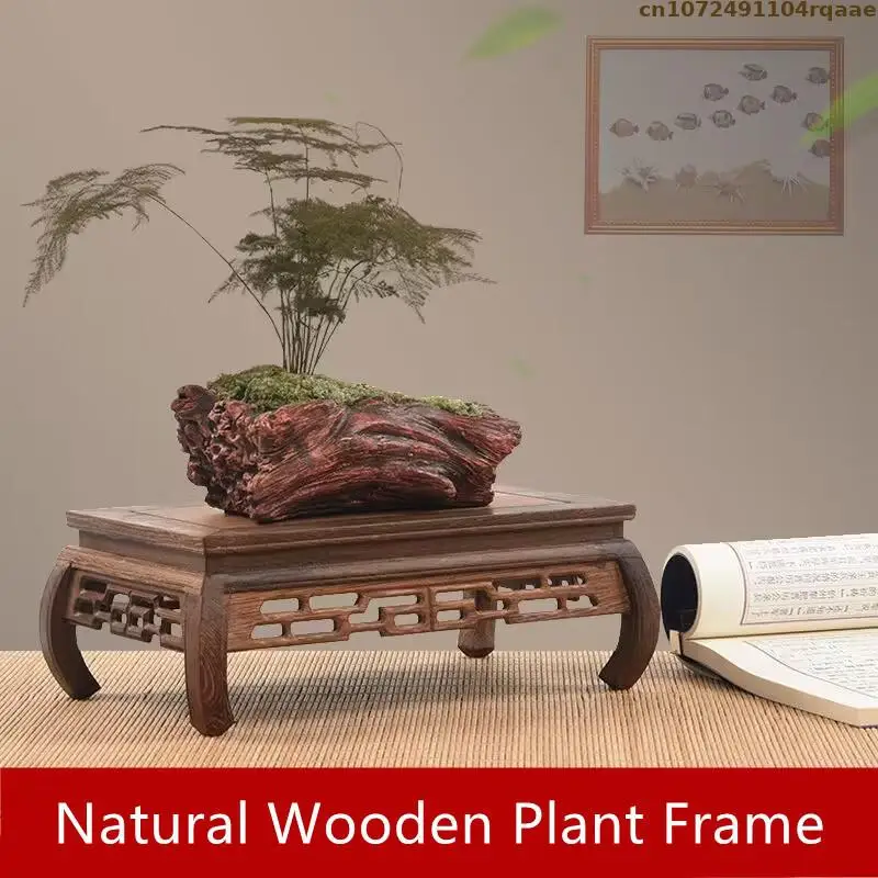 

Natural Solid Wood Standing Flower Base Bonsai Plant Shelf Flower Pot Sorting Table Flowerpot Display Rack Fish Tank Log Lathe