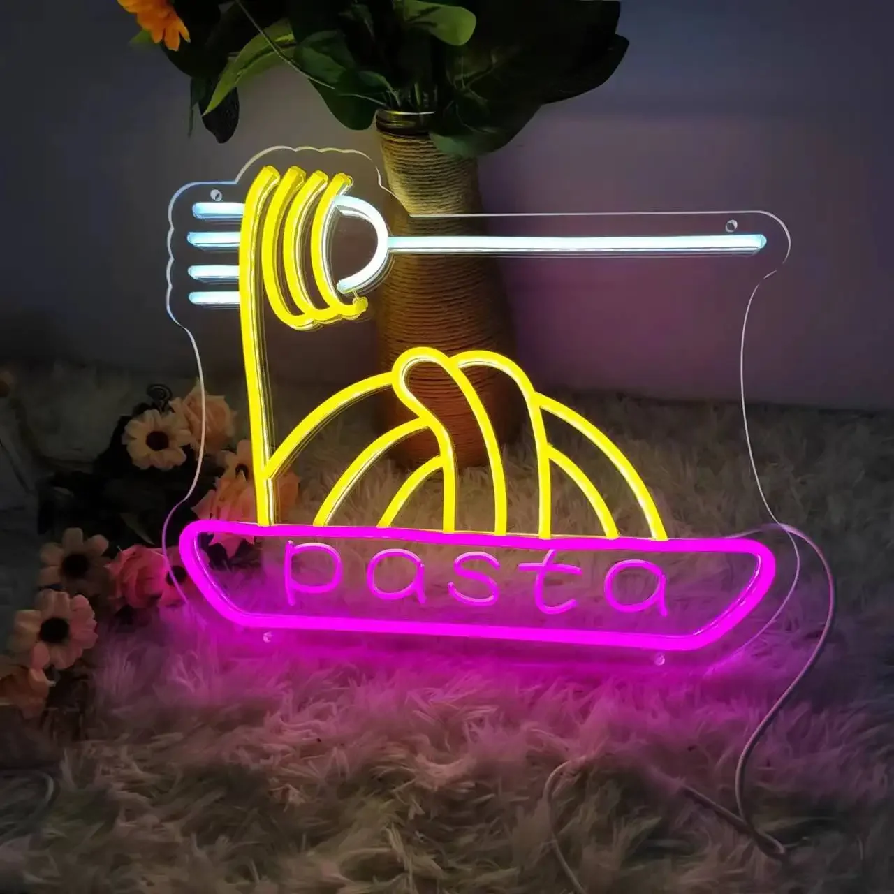 Sandwich Shaped Neon Sign Night Light Pizza Hot Dog Donut Wall Hanging LED Ramen Restaurant Burger Food Shop Decor Sign Light