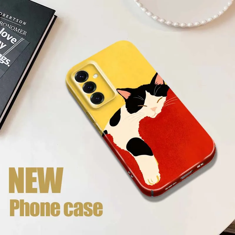 

Cartoon Cat Red Pillow For Samsung Galaxy S26 S25 S24 S23 S22 S21 FE Lite Plus Ultra Film Hard Shell Phone Case