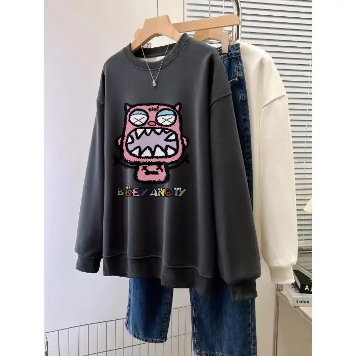 

Fashion Graphic Y2k Sweatshirt Autumn Crew Neck Thin Hoodie Casual Oversize Sweatshirt Pullover Tops Casual Cartoon Print Shirts