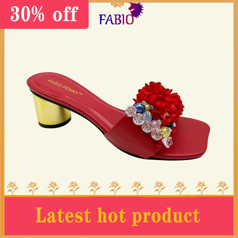 Summer handmade shoes with golden heel fashionable and elegant women\'s evening slippers