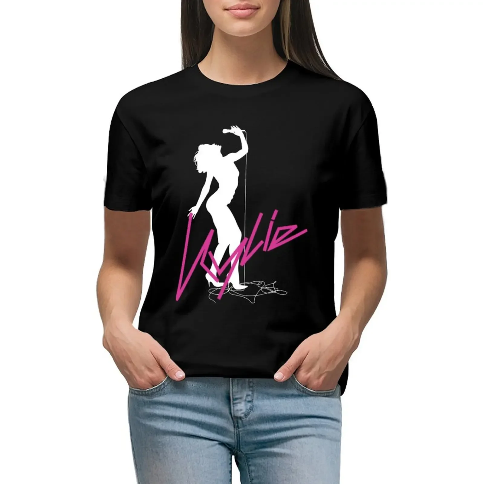 

Kylie Minogue Fever 20th Anniversary White Silhouette with Logo T-Shirt plain animal print shirt for girls cat shirts for Women