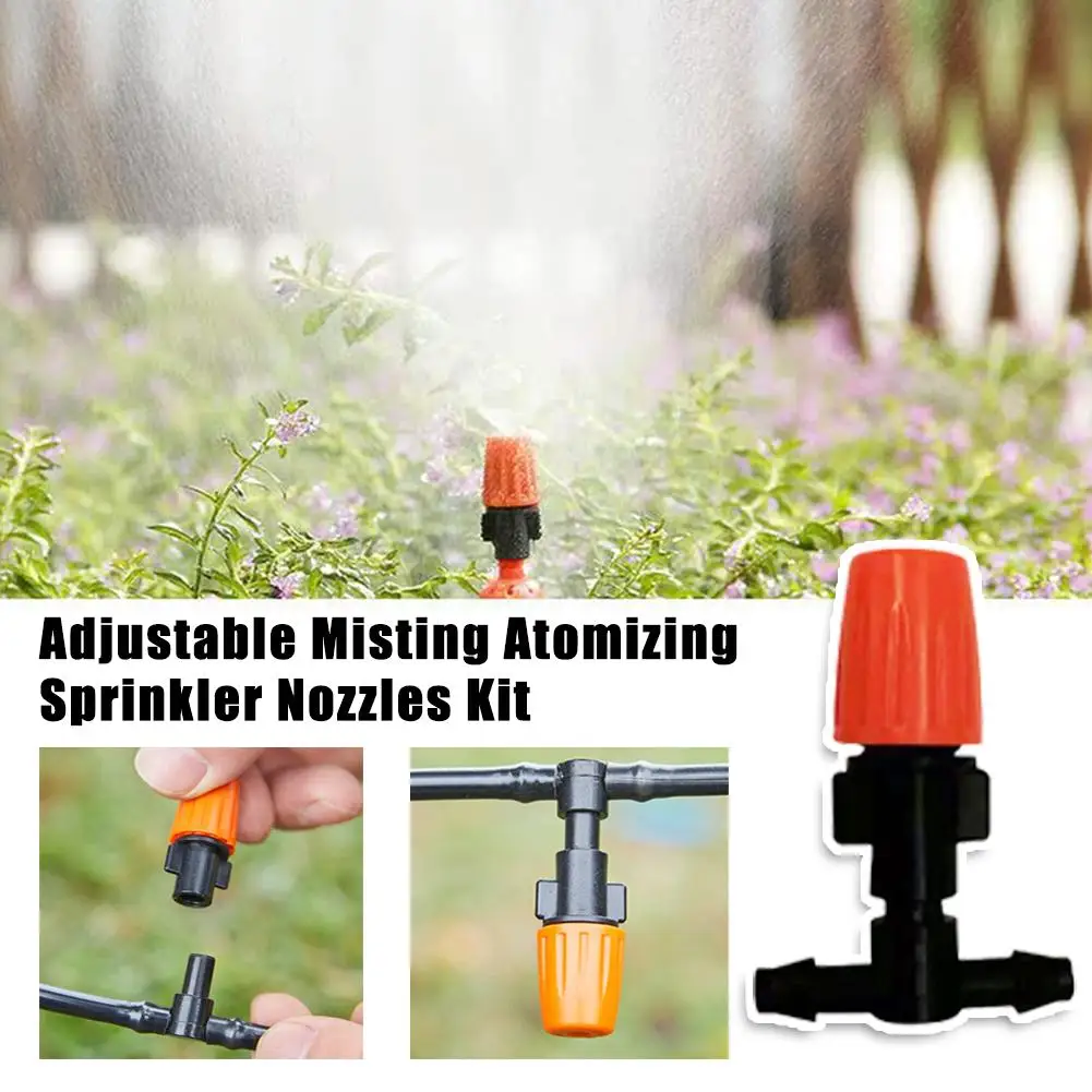 20 buah kit nosel Sprinkler atomisasi bisa disesuaikan untuk rumah kaca taman bunga pengairan kabut irigasi tetes Z0X6