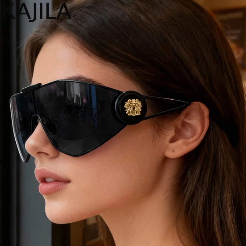 المتضخم التفاف حول قناع النظارات الشمسية النساء 2025 العلامة التجارية الفاخرة خمر قطعة واحدة حملق يندبروف الشرير ظلال درع نظارات شمسية
