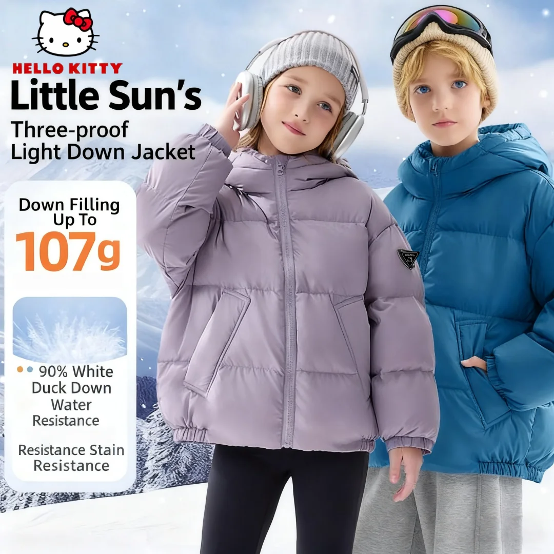 

Hello Kitty Children Winter Warm-keeping Down Jacket Kids Windproof Cold-resistant Hooded Down Jacket Trendy Breathable Jacket