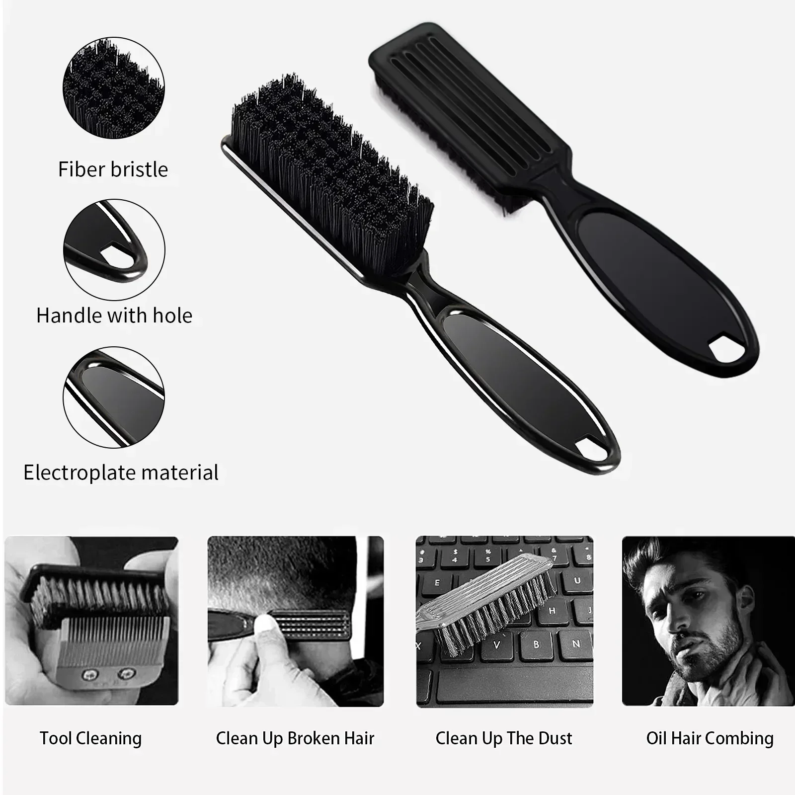 2PCS Barber Brush Set Hairdresser Blade Clean Brush Neck Duster Brushes Clipper Cleaning Brush Men Oil Head Comb Clipper Combs