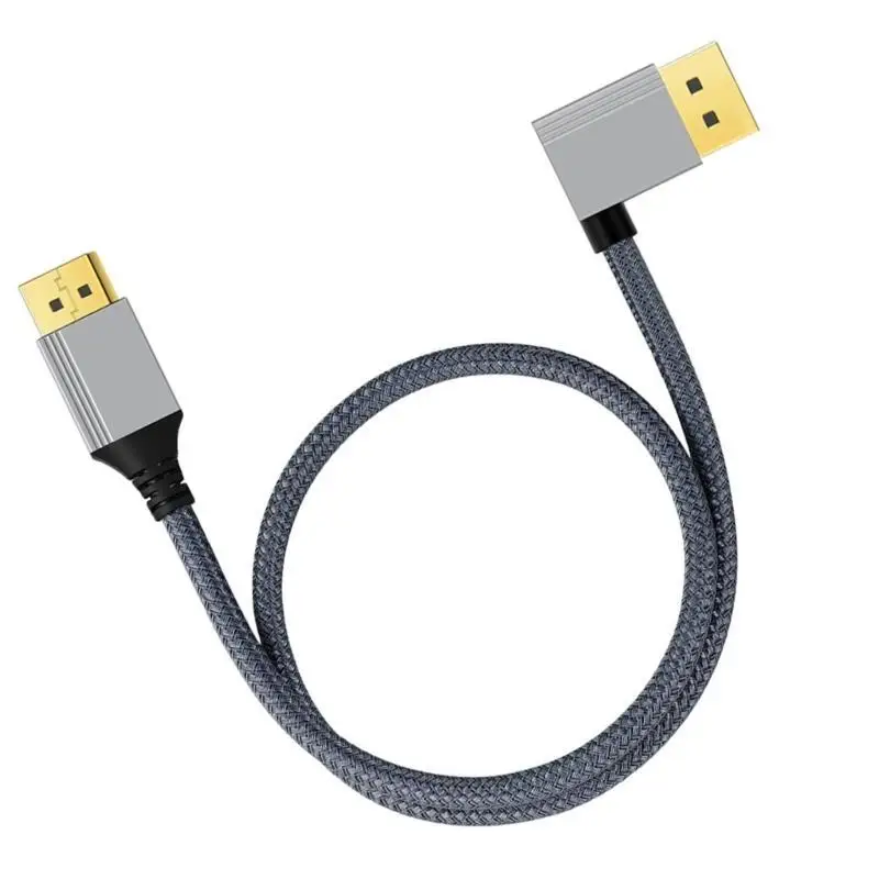 31BA Multipurposed 4K 60Hz วิดีโอสายขวาโค้งงอลวดลวดชายกับตัวเชื่อมต่อชาย DP1.2 สายการเชื่อมต่อ DisplayPort