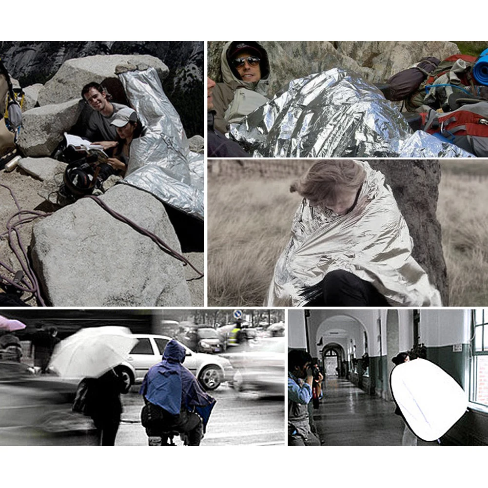 130x210cm Gigantic Space Blanket Retain Body Heat Emergency Thermal Blanket Emergency Supplies Silver Foil Blanket for First Aid