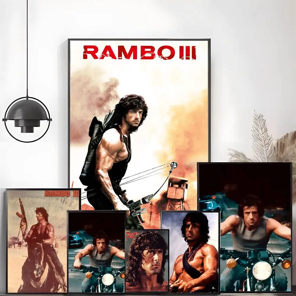 Moive Rambo F-First B-Blood Poster High-definition art sticker Self adhesive waterproof home decoration for living room